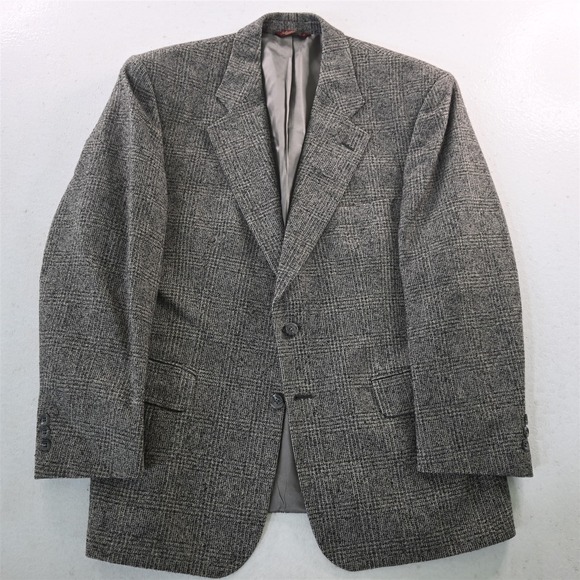 Mark Shale 42S Gray Check Soft Tweed USA Made Slim Mens Blazer Jacket Sport Coat - Picture 1 of 12